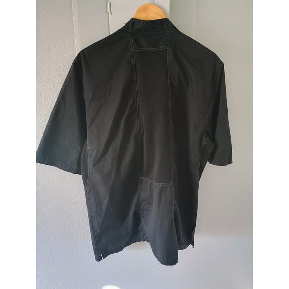 Chef works black short-sleeve chef jacket with white stitching and buttons large - Picture 8 of 15
